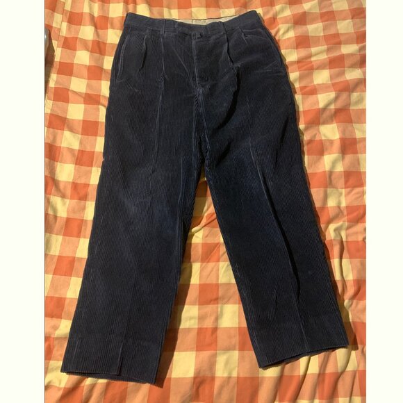 Mens Vintage 33x30 Tommy Hilfiger Dark Blue Corduroy Pants - Picture 3 of 6